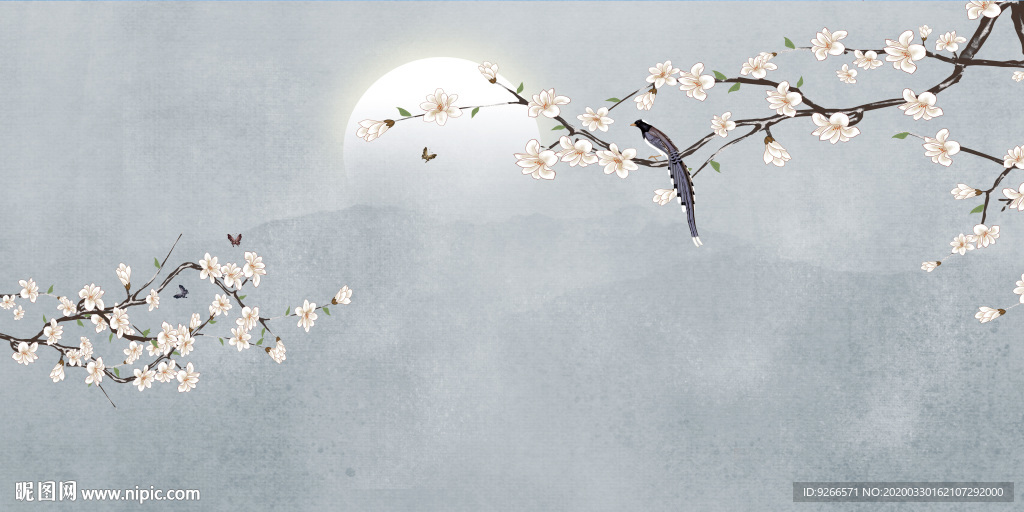 新中式花鸟山水意境晶瓷装饰画