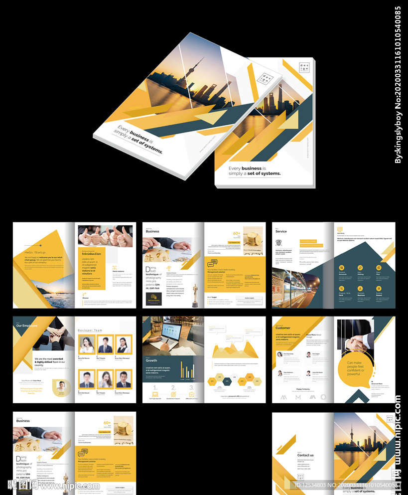 黄色高端企业宣传画册id模板