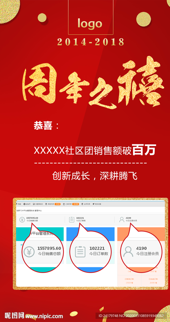 4周年庆精美火爆海报 微商电商