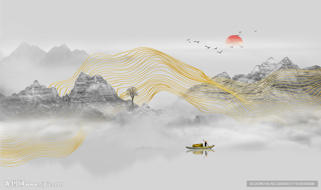 意境水墨山水画