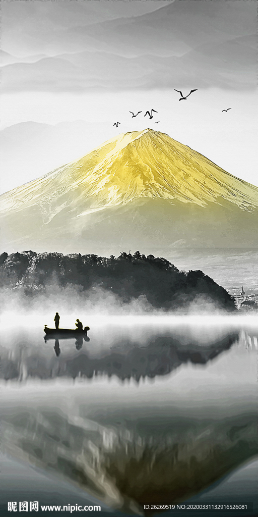 水墨山水画玄关画
