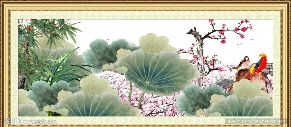 荷花装饰画