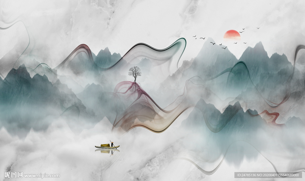 大理石山水画