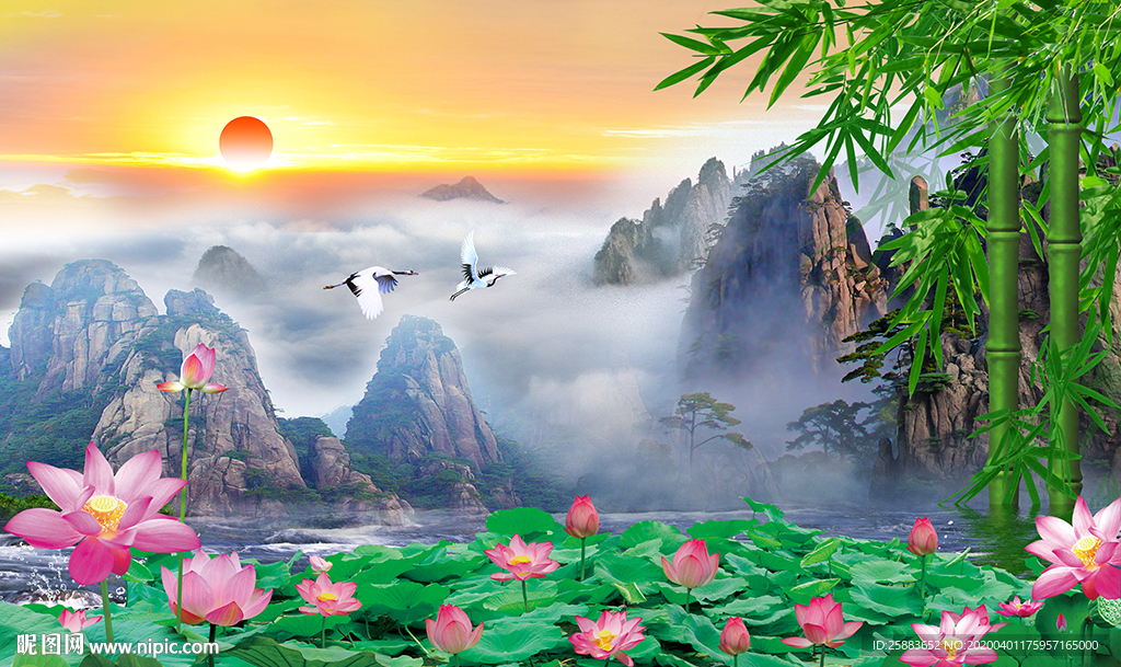 旭日东升电视背景墙