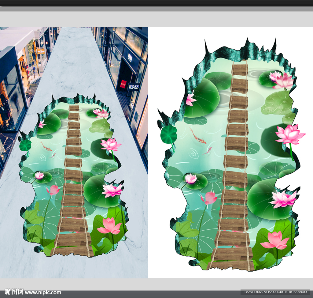 荷花立体画