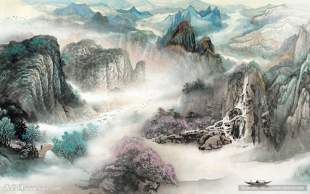 极品高端山水画 tif分层