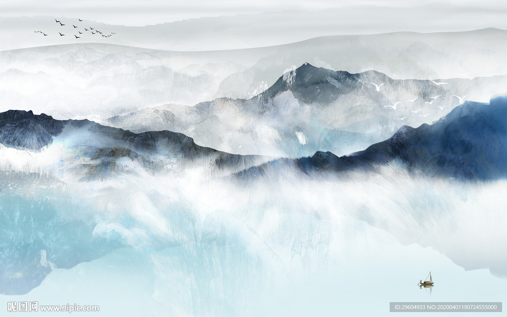 客厅无框山水画 tif分层