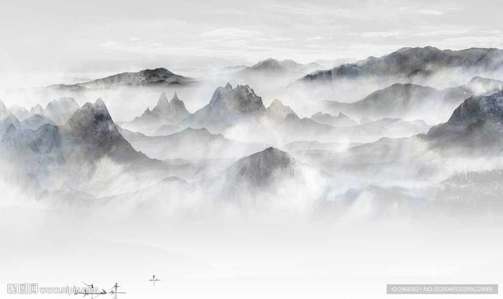 客厅 新现代山水画 tif分层