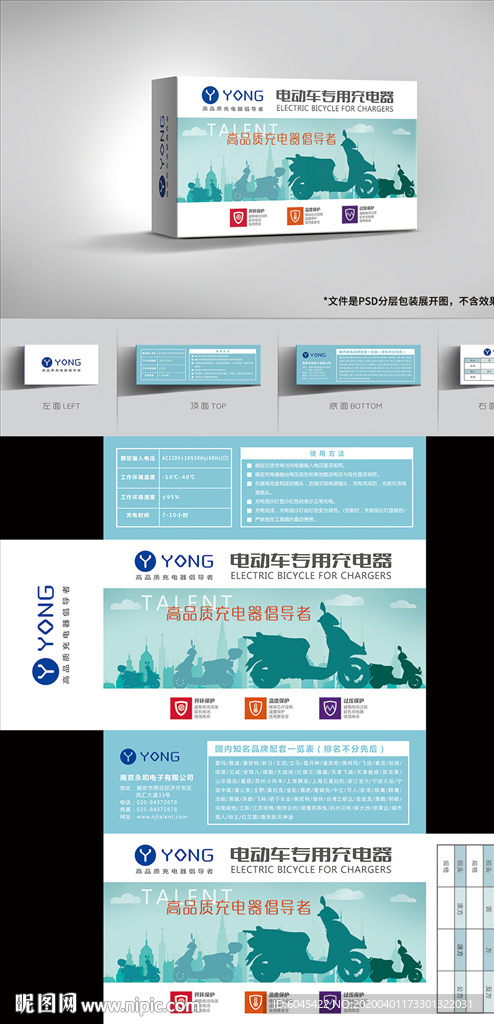 时尚电动车专用充电器包装展开图