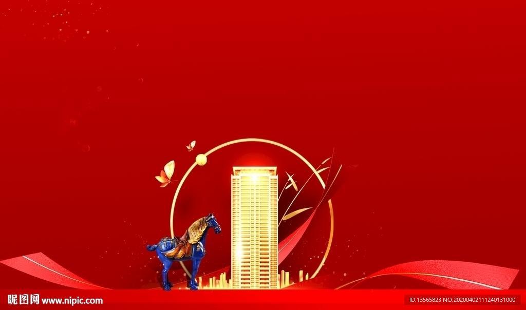 大气红色房地产开盘宣传背景底图