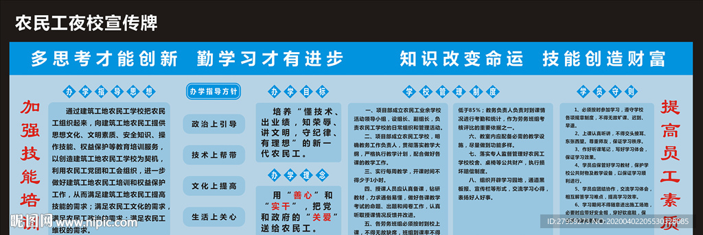 农民工夜校宣传标牌