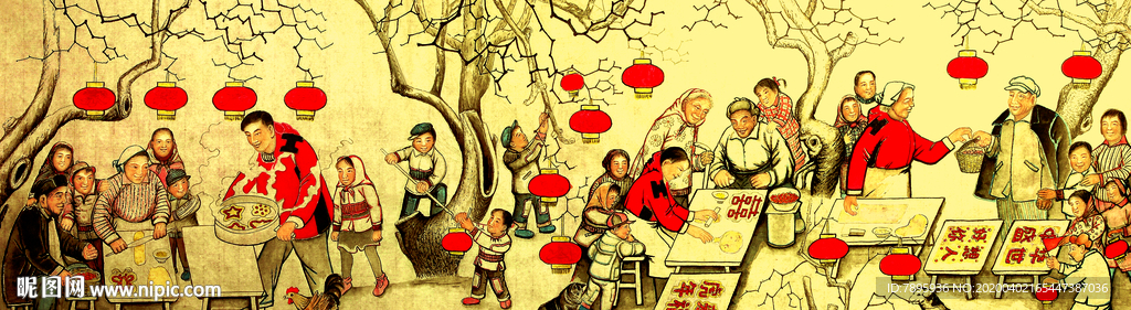 手绘过年
