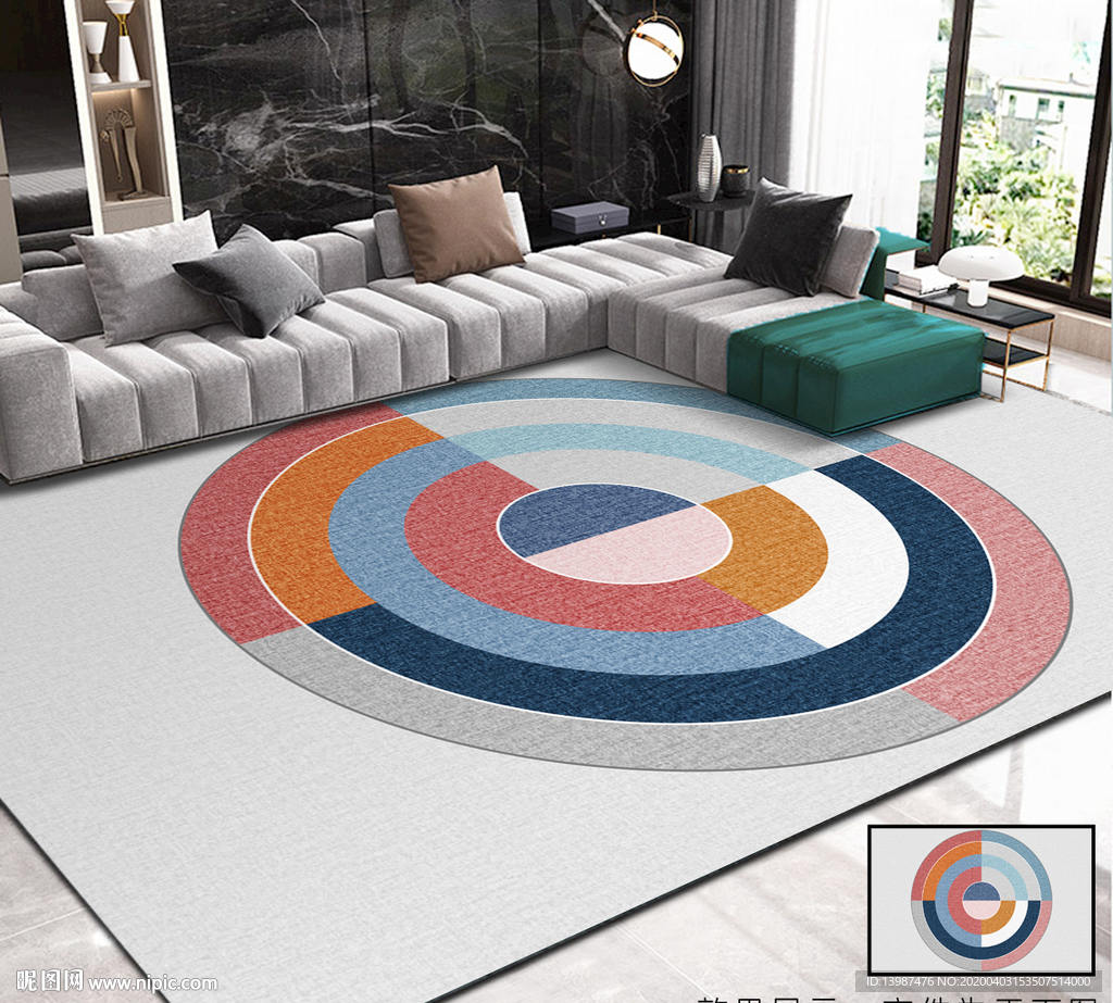 抽象圆形几何地毯