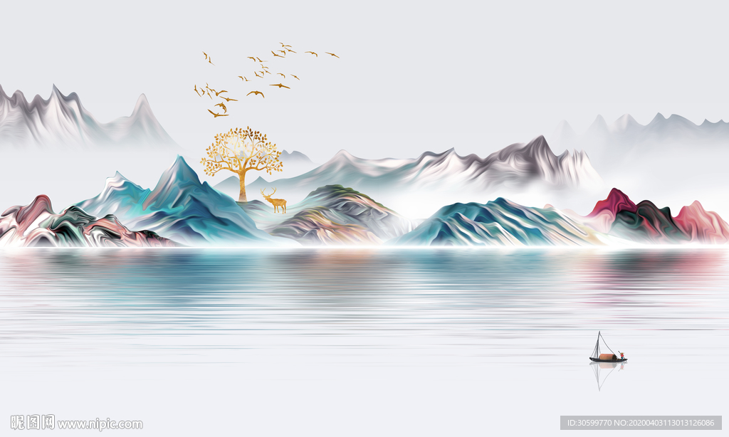 抽象水墨山水意境背景图