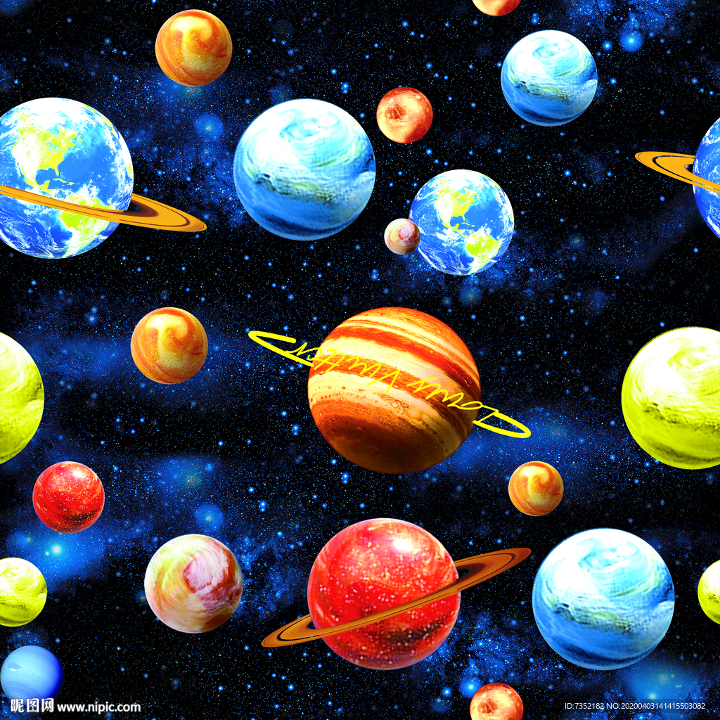 星球 太阳系 太空  四方连续