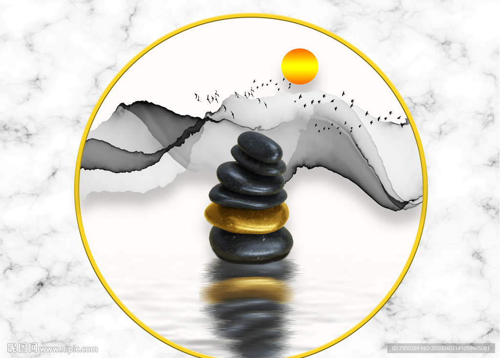 新中式圆形装饰画