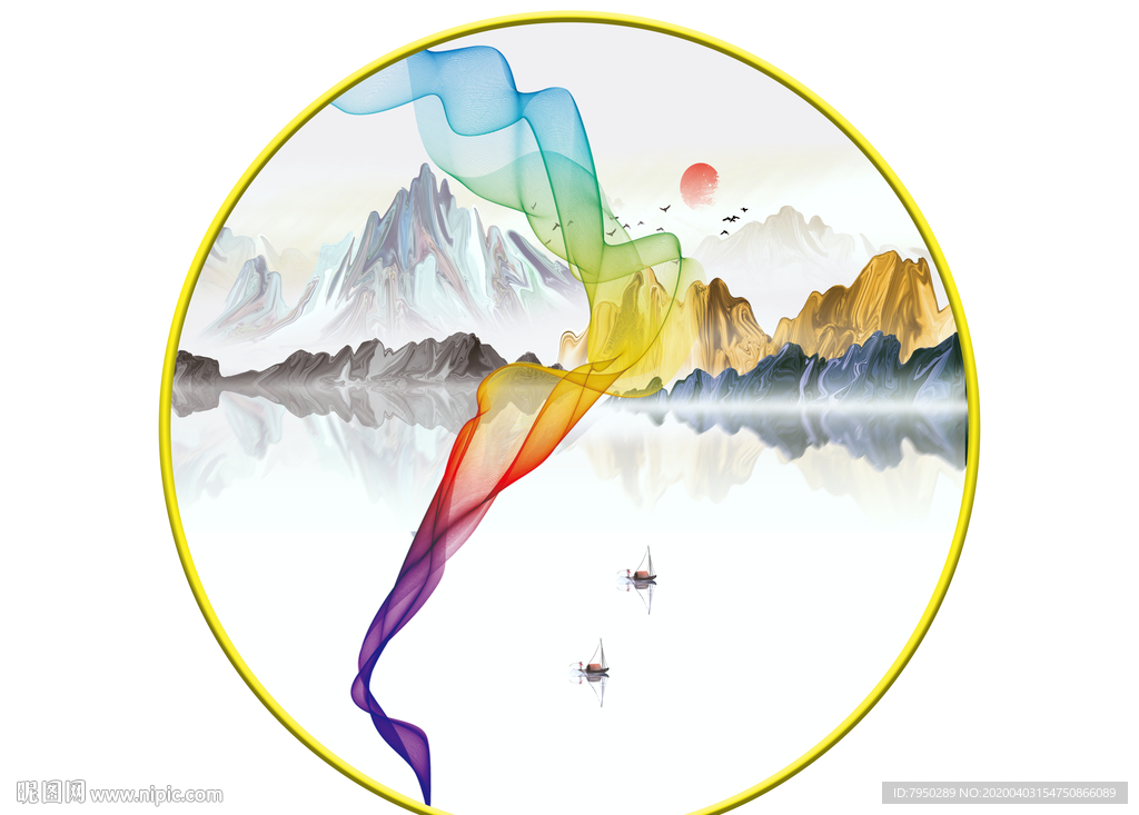 新中式圆形装饰画