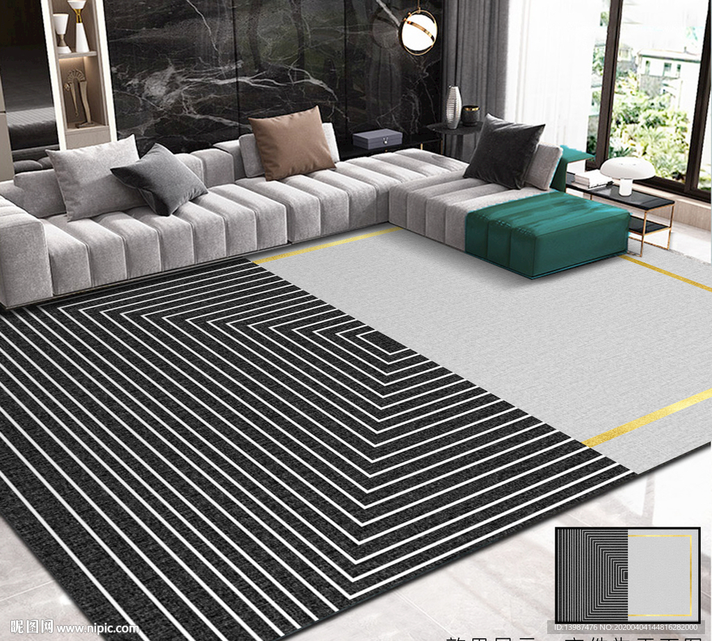黑灰抽象几何地毯