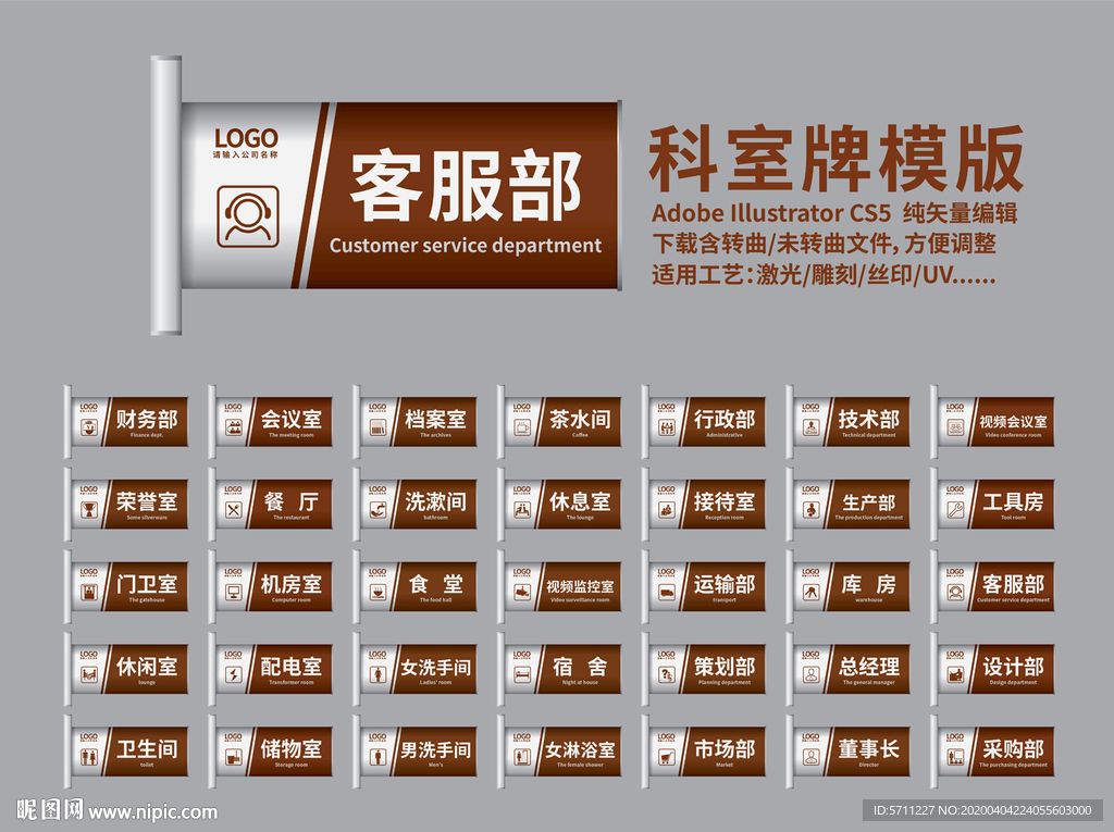 企业科室牌模版