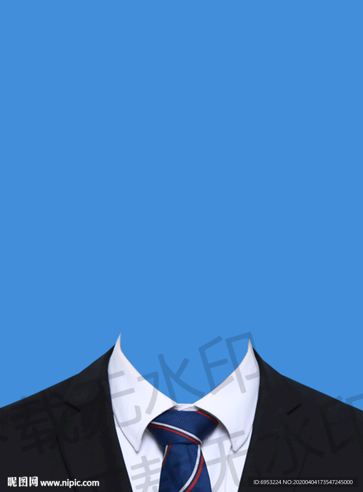 蓝色领带西装模板