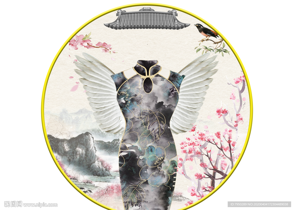 新中式圆形装饰画