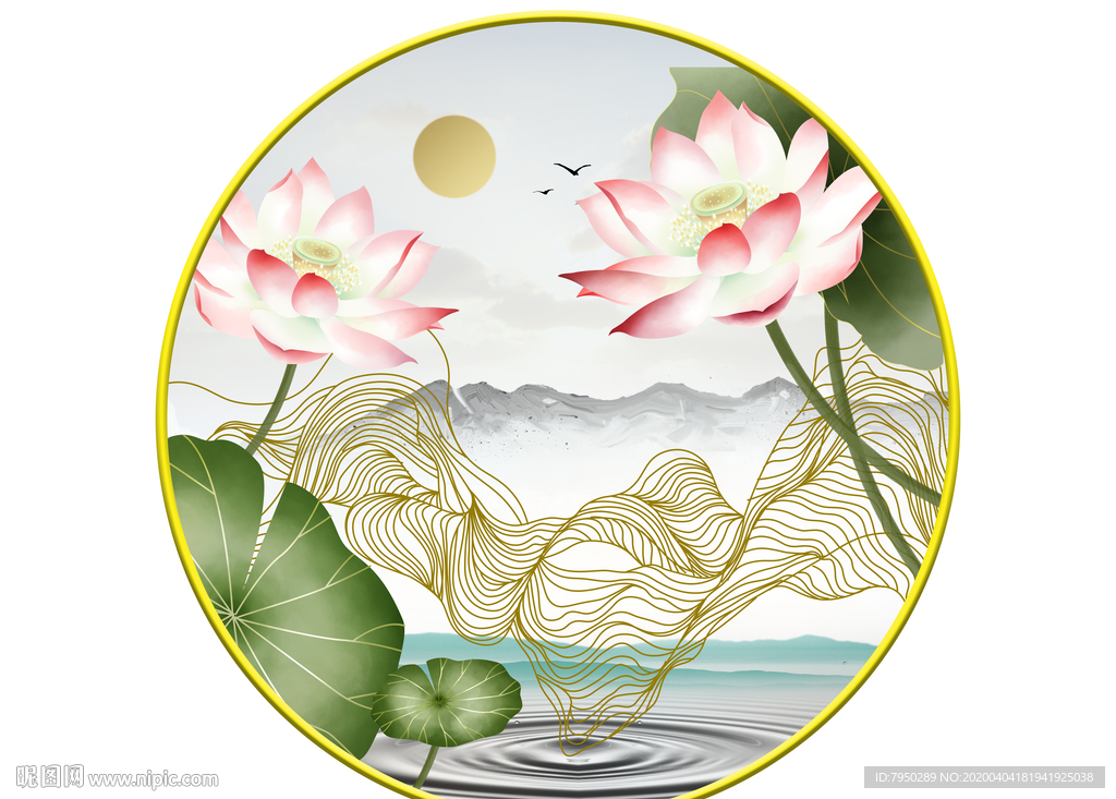 新中式圆形装饰画