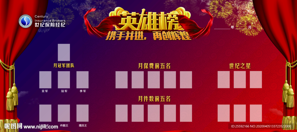 世纪保险英雄榜光荣榜冠军保费