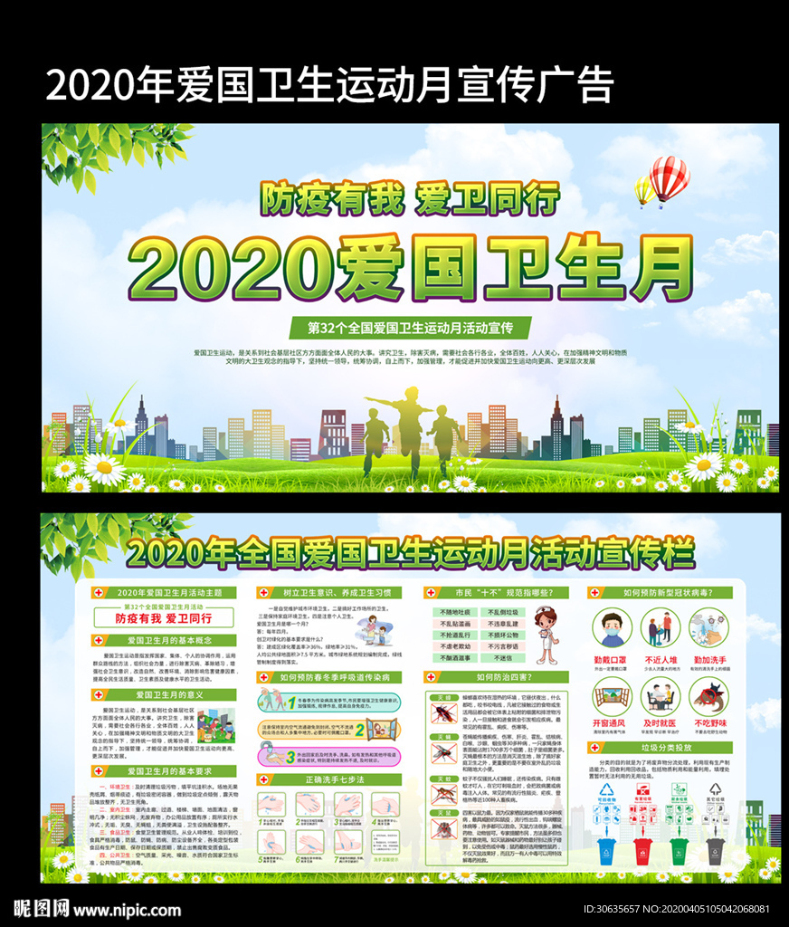 2020爱国卫生月宣传展板图片