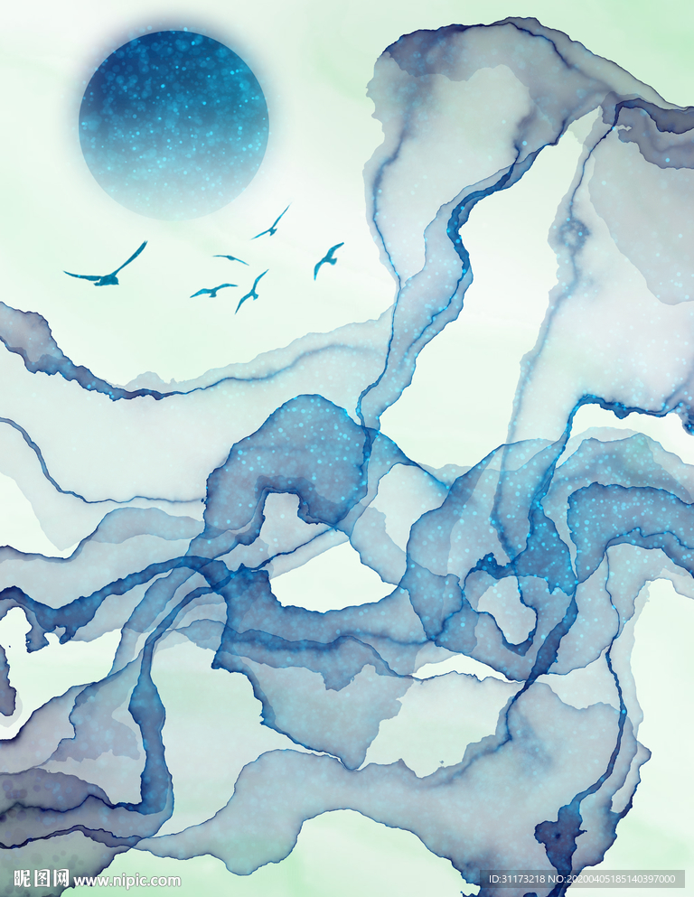 新中式意境抽象山水装饰画