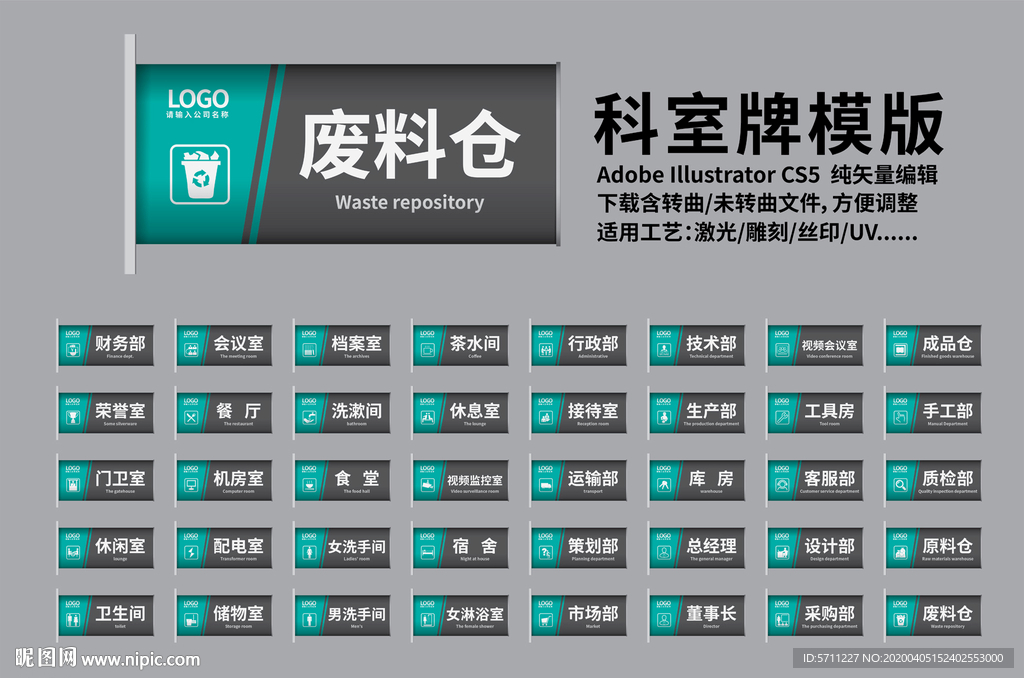 企业科室牌模版
