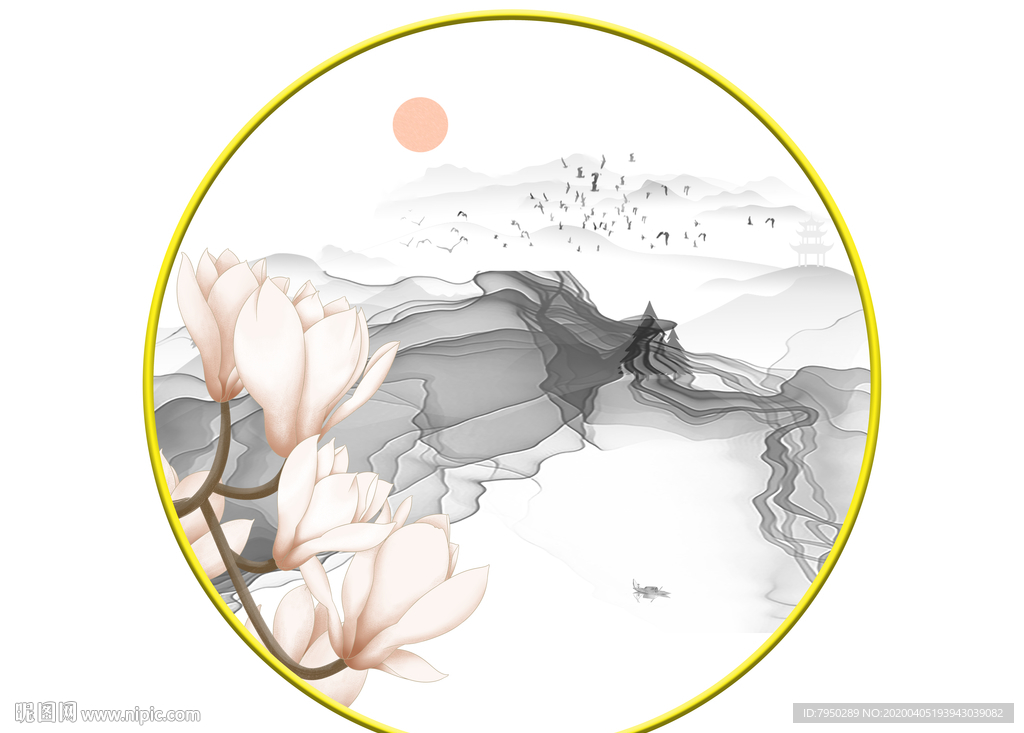 新中式圆形装饰画