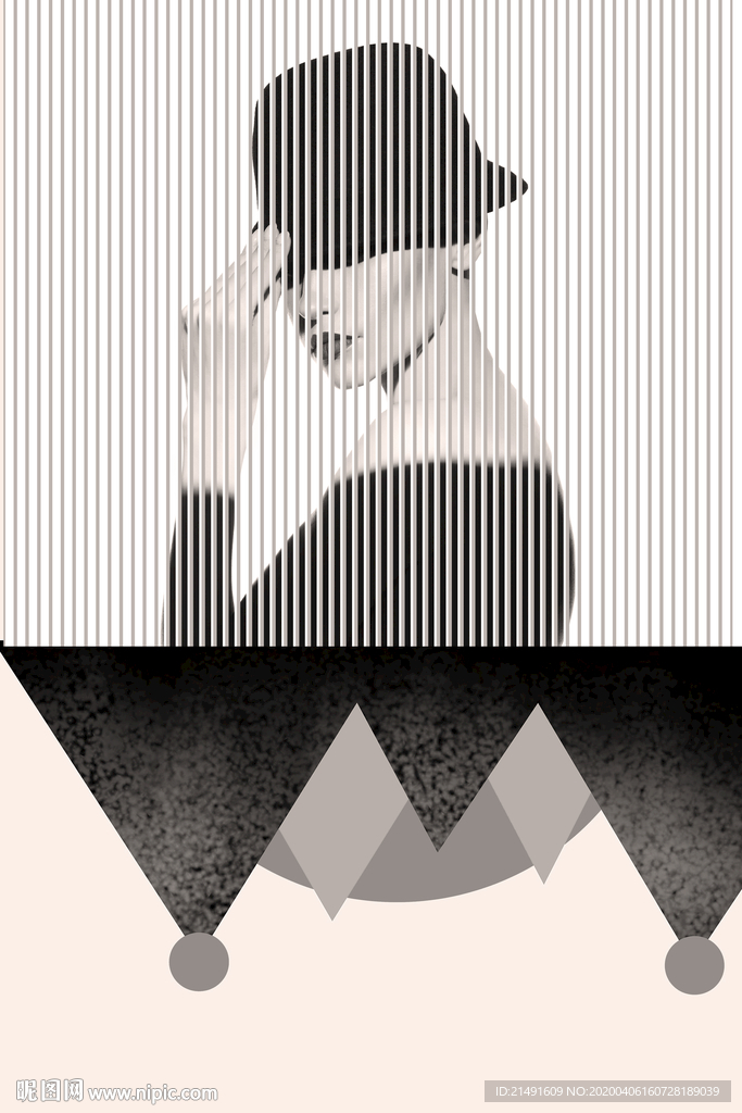 黑白美女装饰画