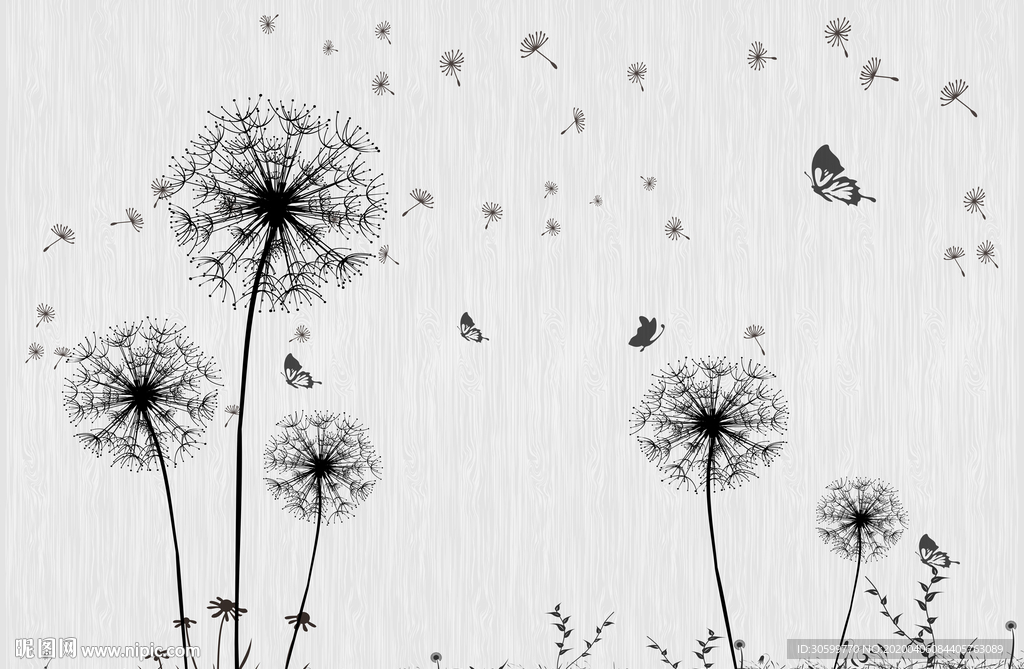 蒲公英电视背景墙