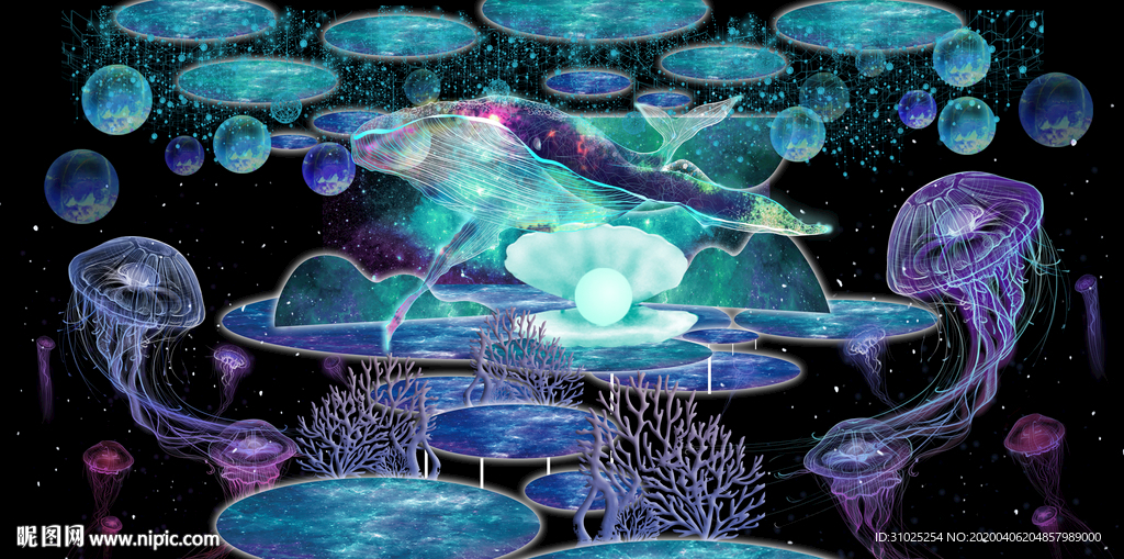 蓝紫色海洋梦幻婚礼效果图
