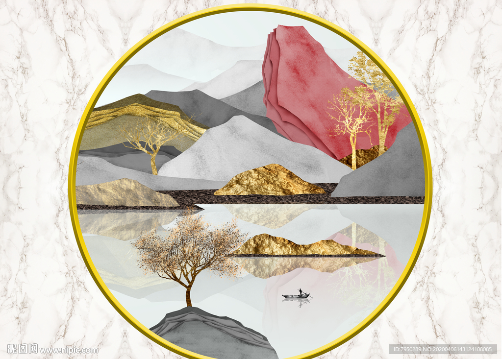 新中式圆形装饰画