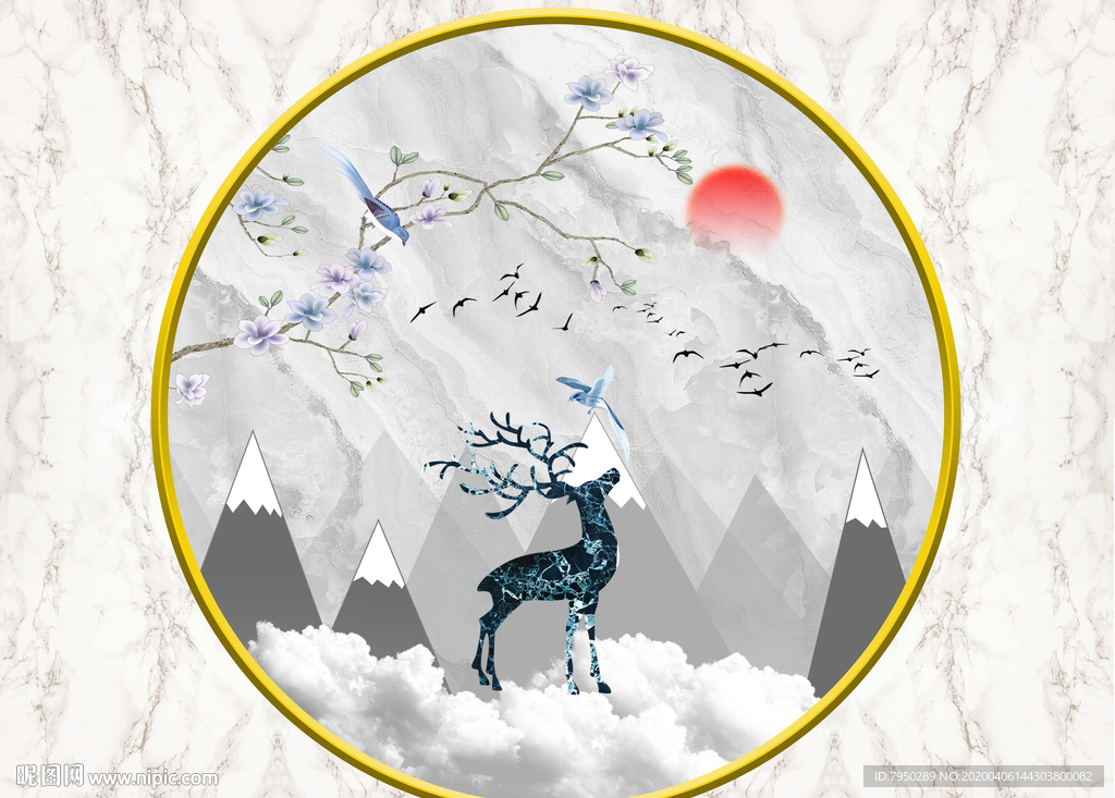 新中式圆形装饰画