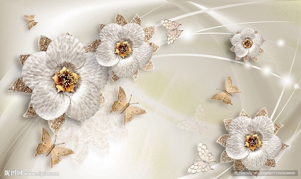 花开富贵电视背景墙