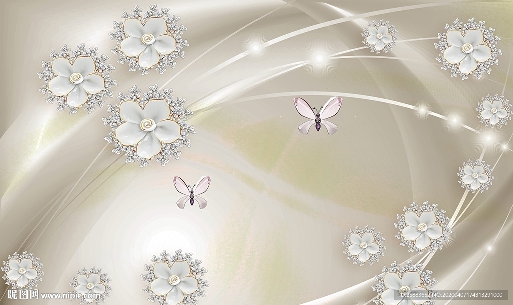 时尚蝶恋花珠宝电视背景墙