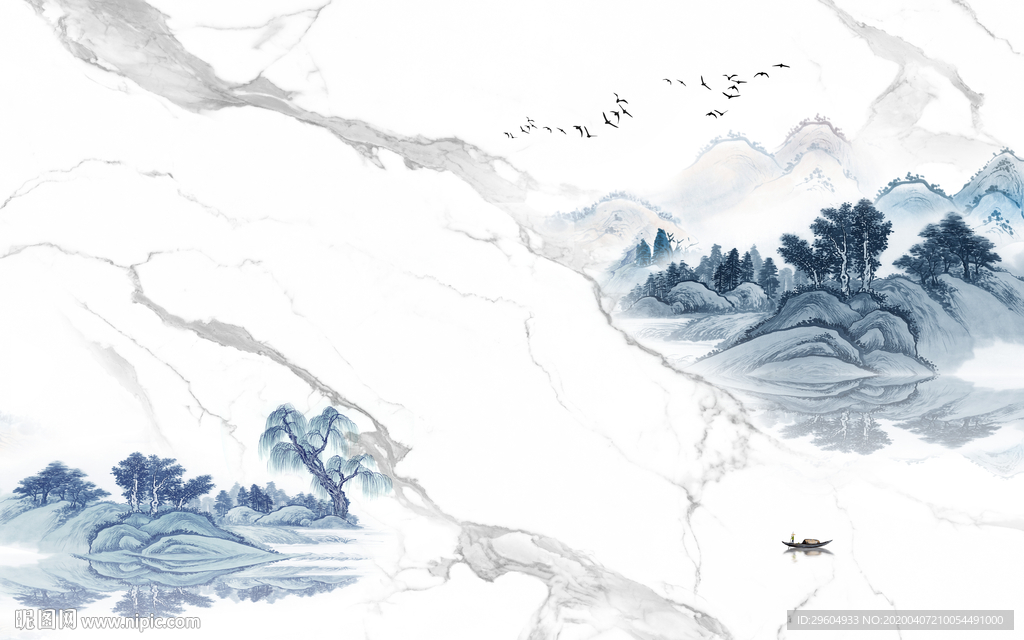 爵士白中式山水新画 tif分层