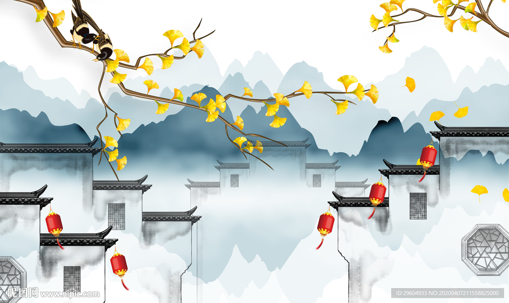 高清徽派山水新画 tif分层