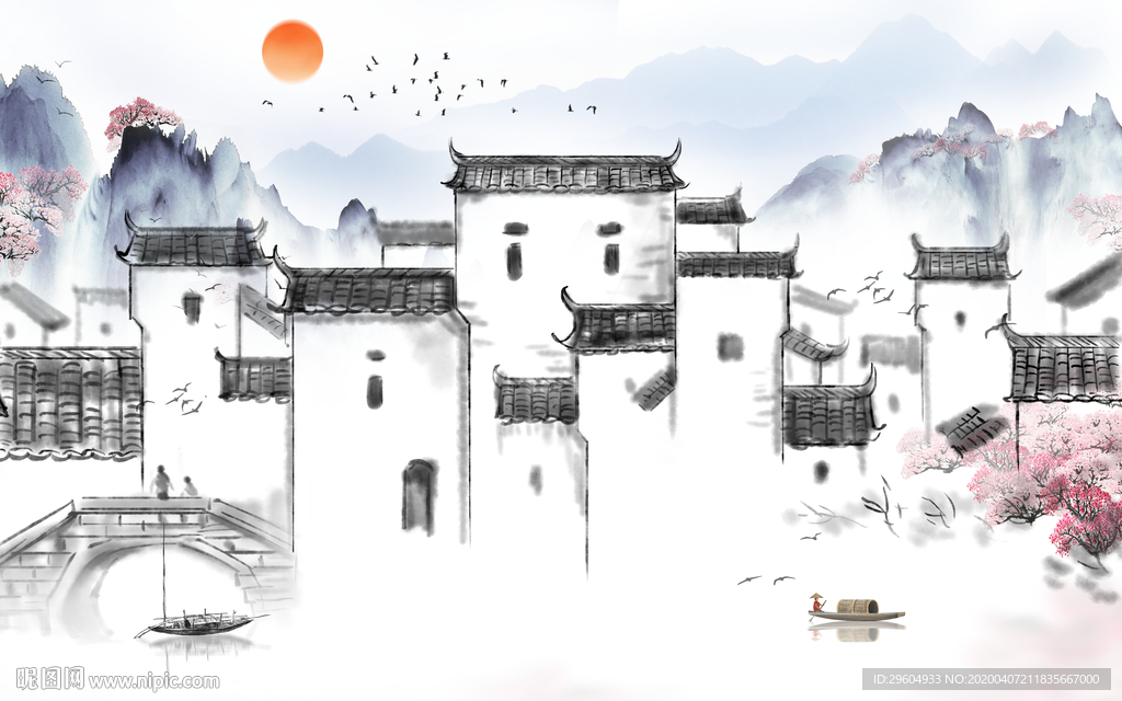 徽派中式山水新画 tif分层