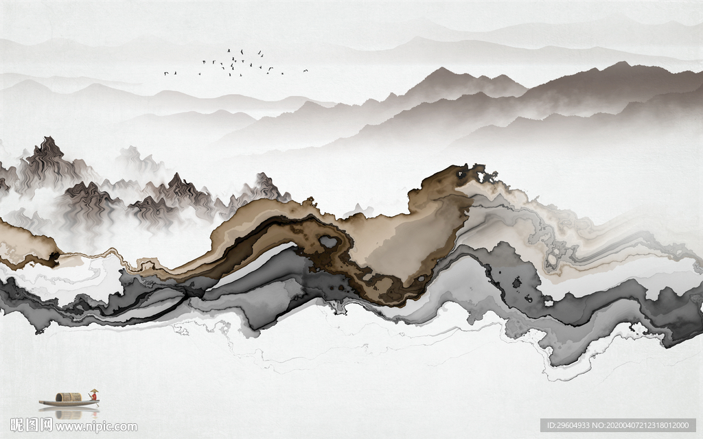 抽象线条山水画 tif分层