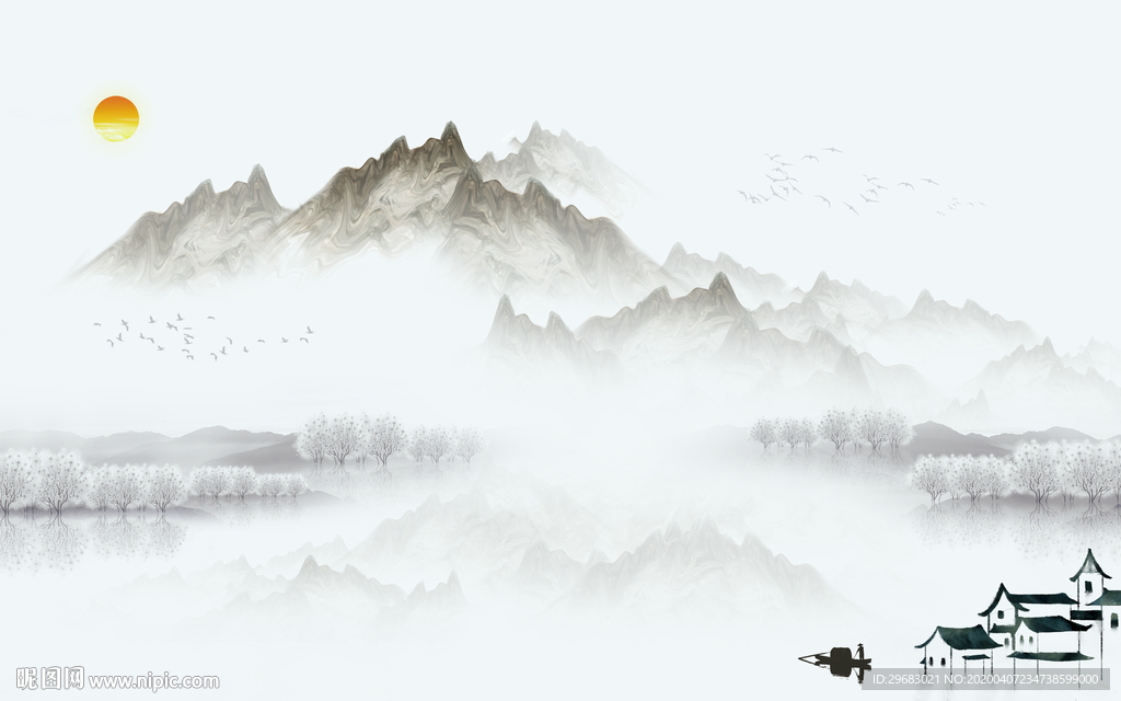 新款新无框山水画 tif分层