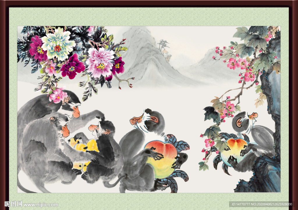国画猴子图