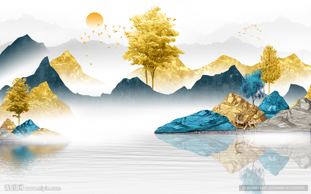 意境山水画高档画 TIF分层