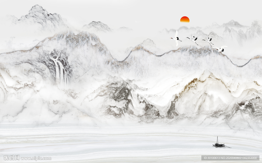 石纹 山水画高档画 TIF分层