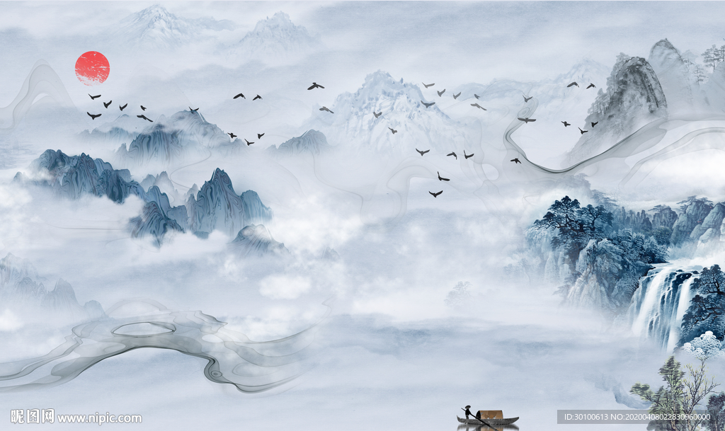 最新山水画高清画 TIF分层