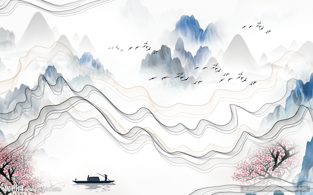 高清 山水画高档画 TIF分层