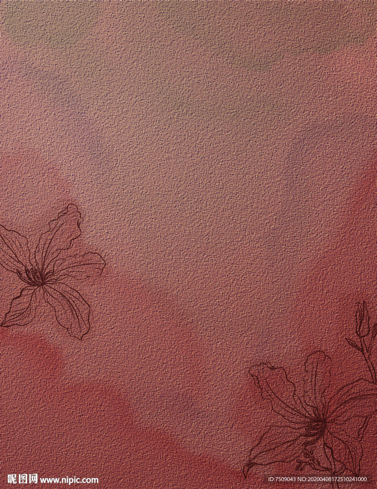 粉色中国风质感水墨花卉海报
