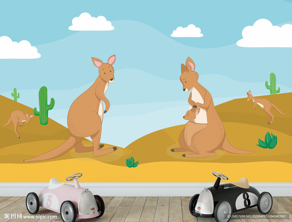 可爱袋鼠儿童装饰画